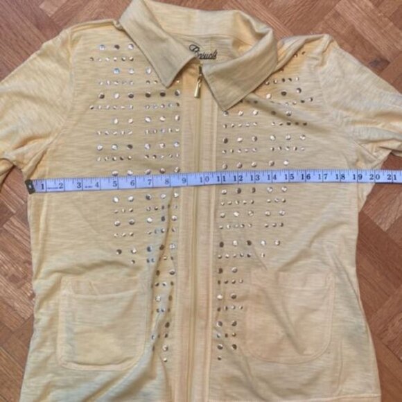 Casual Chic ONQUE Blouse Lightweight Zip-Up Top Medium Lightweight Spring Summer - Picture 6 of 9